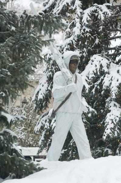 Ski Trooper Statue in Winter